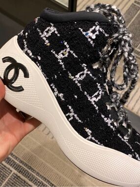 Chanel Black and White Tweed Sneakers - Fashionable Casual Wear